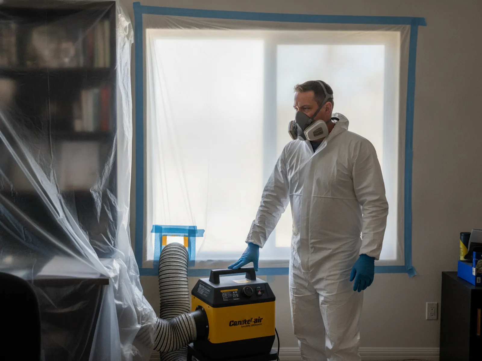 Mold remediation containment and HEPA air scrubbing in a Canyon Country home